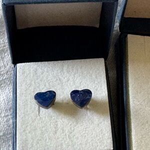 Heart-Shaped Blue Stud Earrings